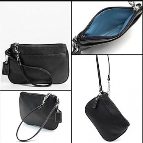 LOVELY BLACK LEATHER POCKET FRONT COACH WRISTLET - Picture 4 of 8